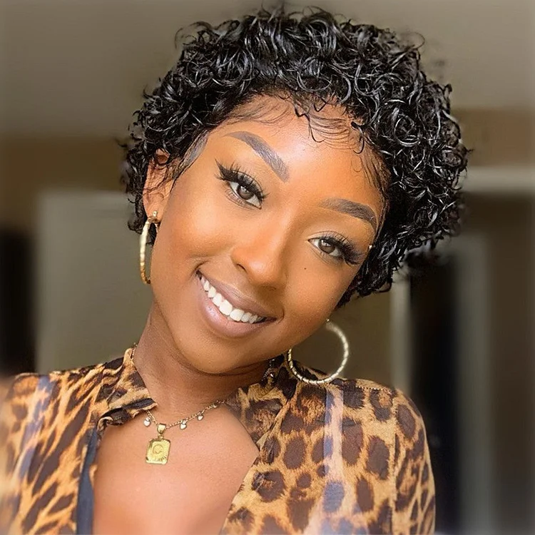 Chuchi Curly Pixie Cut Human Hair Lace Wig