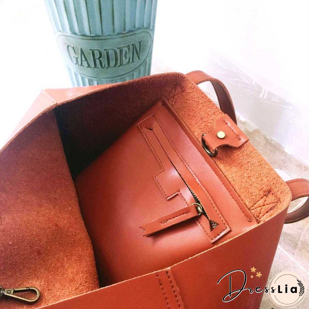 Brown Leather Womens Tote Bags School Handbags