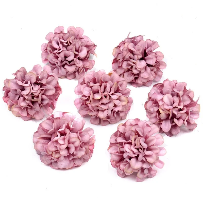 10pcs/lot Artificial Flower Silk Hydrangea Head For Wedding Decoration DIY Wreath Scrapbooking craft Cheap Fake Flowers
