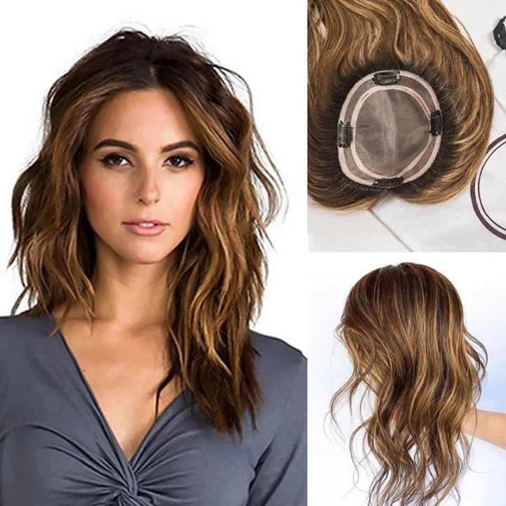 ❤️Christmas Tax Refund Limited Time Promotion❤️Attractive Wavy Clip-in Mono Base Hair Topper❤️Suitable for any head shape