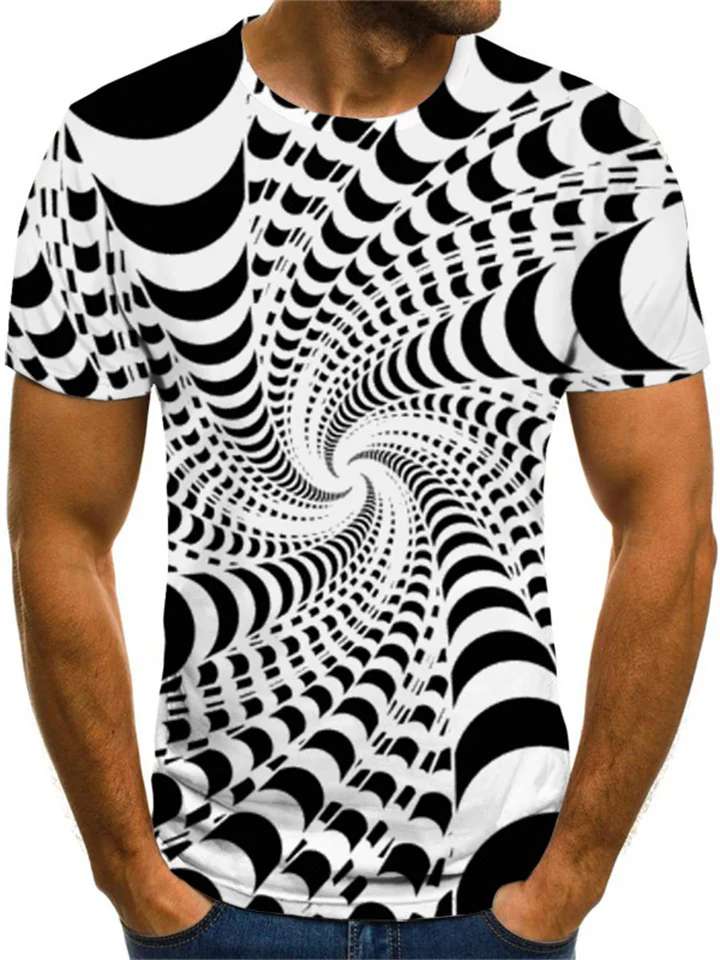 3D stun chart digital printing men's summer breathable short-sleeved sports tops