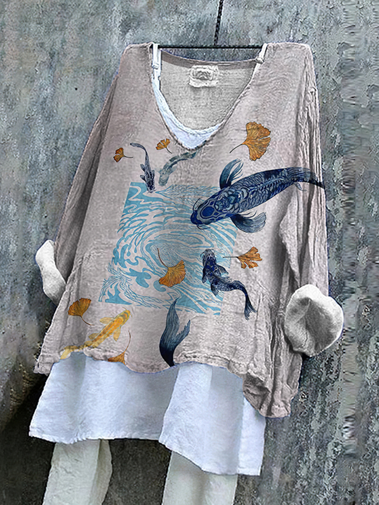 Linen Blend Embroidery T-shirt