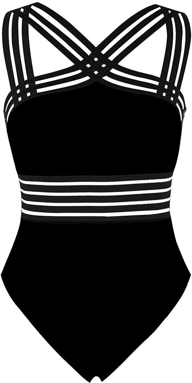 Women's One Piece Swimwear Front Crossover Swimsuits Hollow Bathing Suits Monokinis