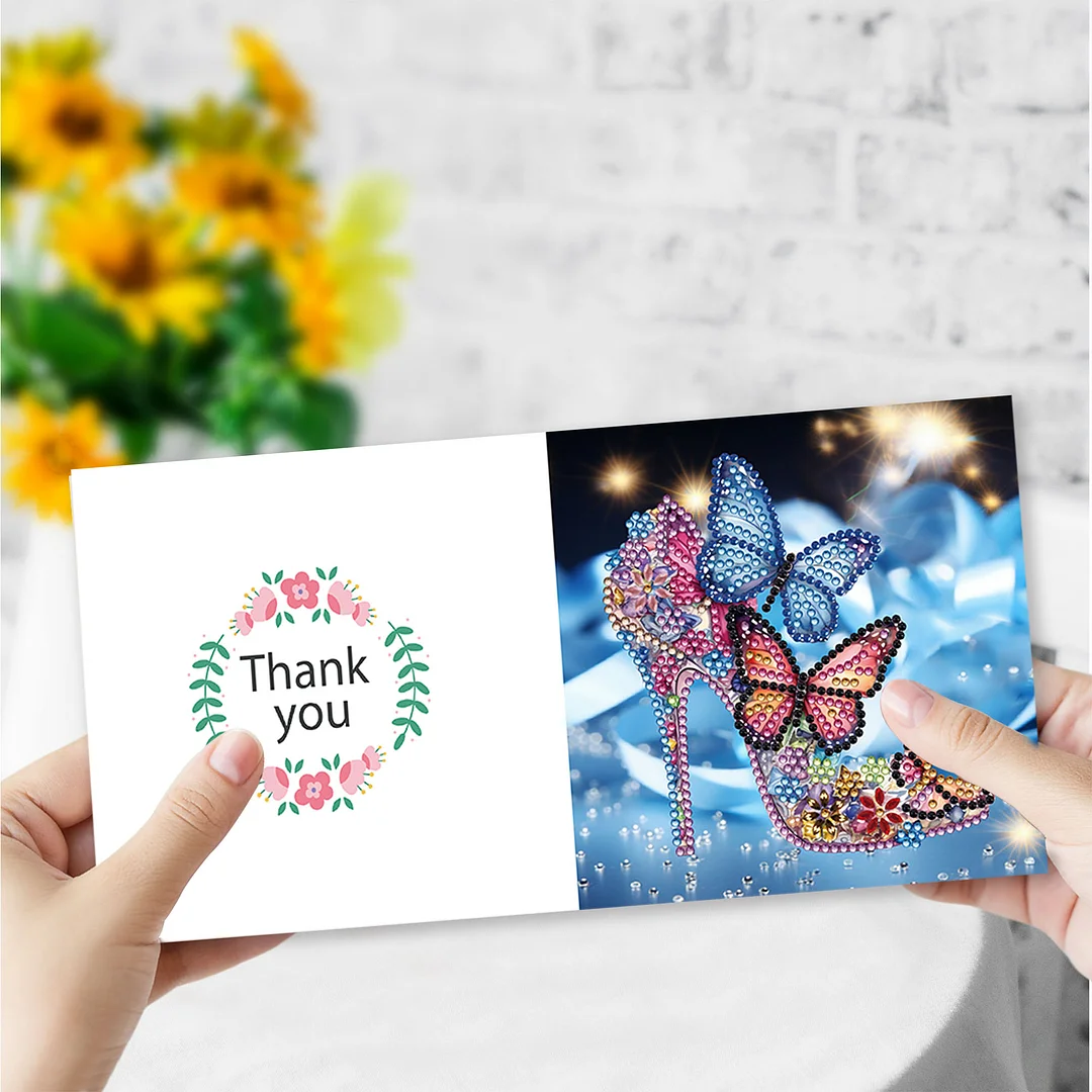 6pcs DIY High Heels DIY Diamond Painting Greeting Card for Friends Family Gift【With White Envelope】