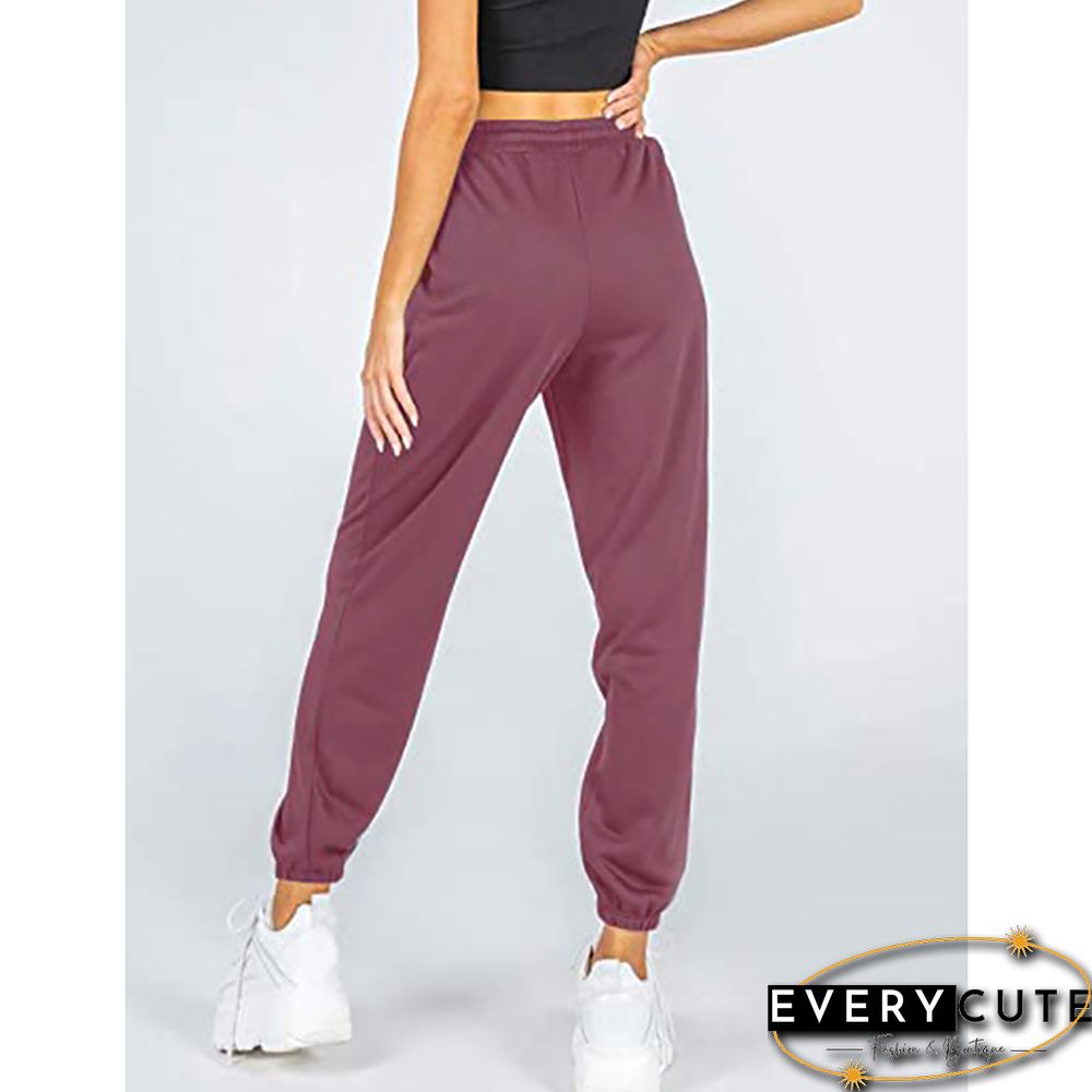 Purple Red Loose Sports Running Pants
