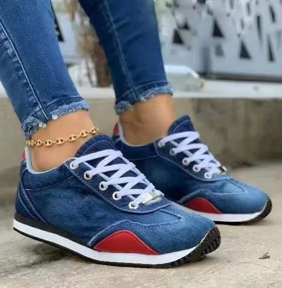 denim canvas sneakers 2021 platform casual shoes women plus size wedge sports shoes Non slip flat women's shoes zapatillas muje