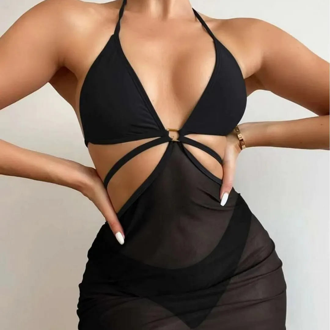Churchf 2022 New Sexy Body Mesh Skirt Swimsuit Bikini