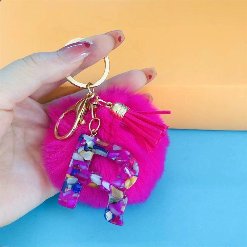 Minimalist Commute Letter Hairball Resin Unisex Bag Pendant Keychain