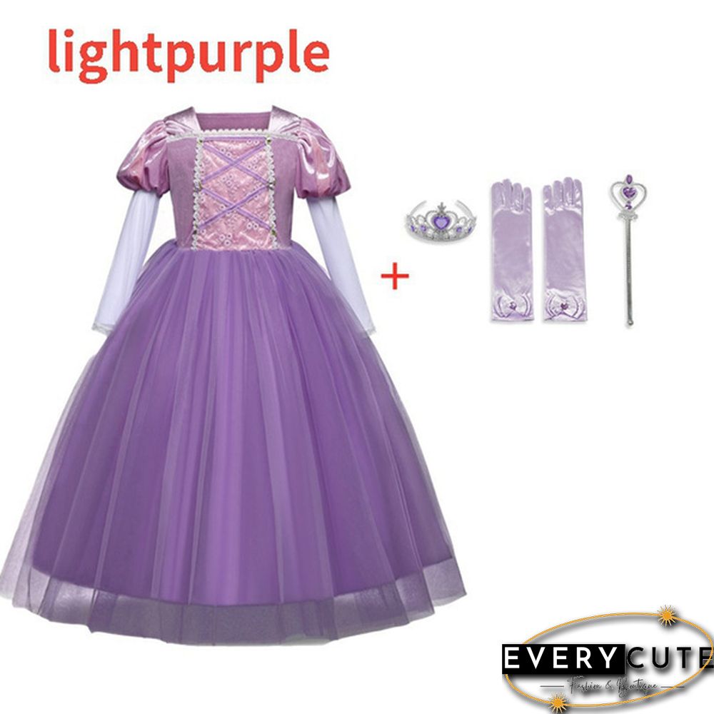 17 Styles Fancy Halloween Princess Cosplay Costume 4pcs Outfit with Accessories for 3-10 Years Kids Girls