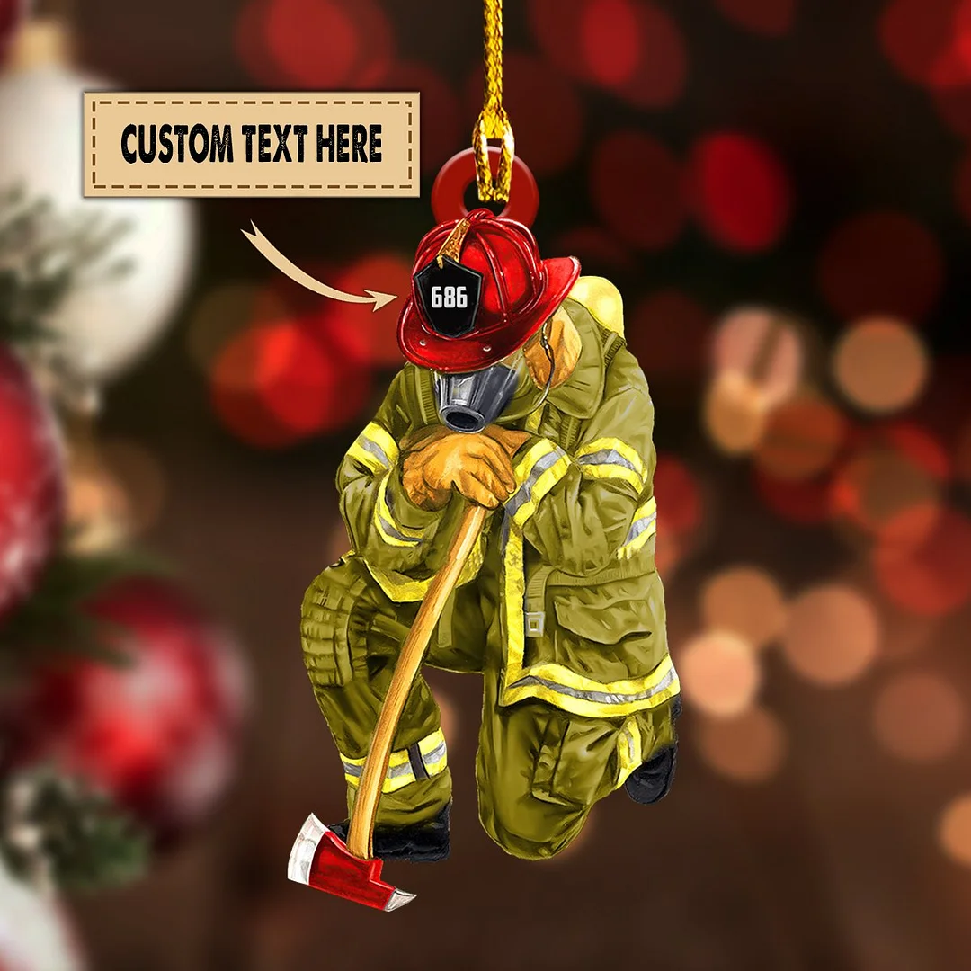 Firefighter With Axe Ornament - Fireman Car Ornament