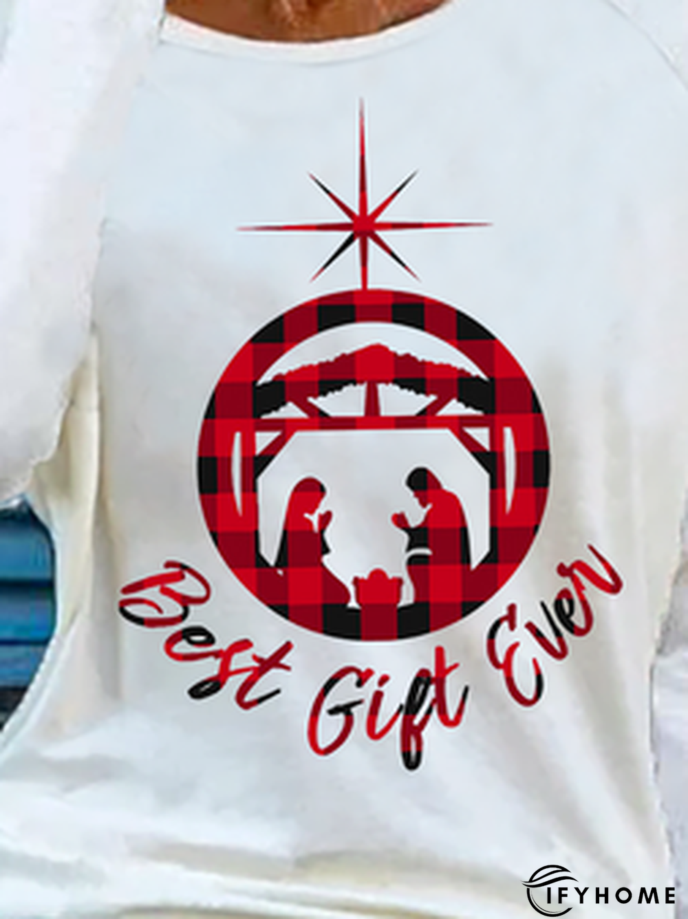 Christmas Letter Crew Neck T-shirt | IFYHOME