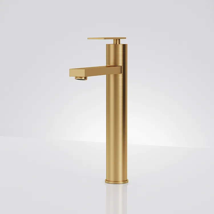 EVERSTEIN Elegant Bathroom Vessel Sink Faucet in Brushed Gold, 12" H