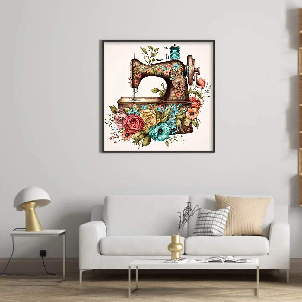 14CT Full Counted Cross Stitch - Sewing Machine(Canvas|40*40CM)