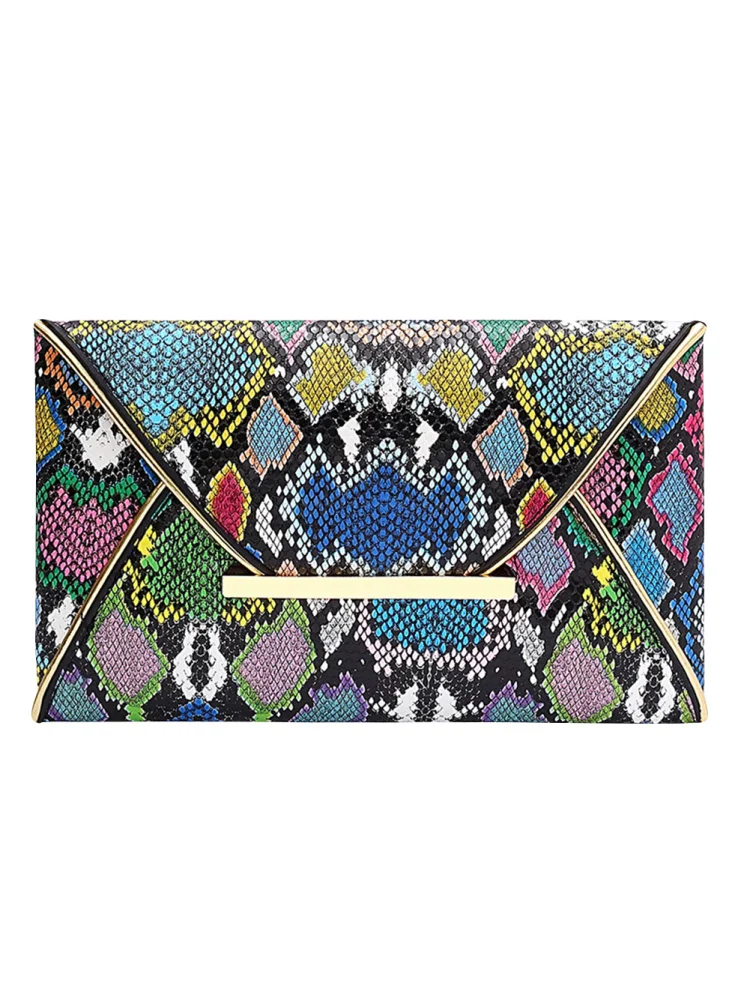 Fashion Women Printing PU Envelope Bag Small Day Clutches (Color Snake)