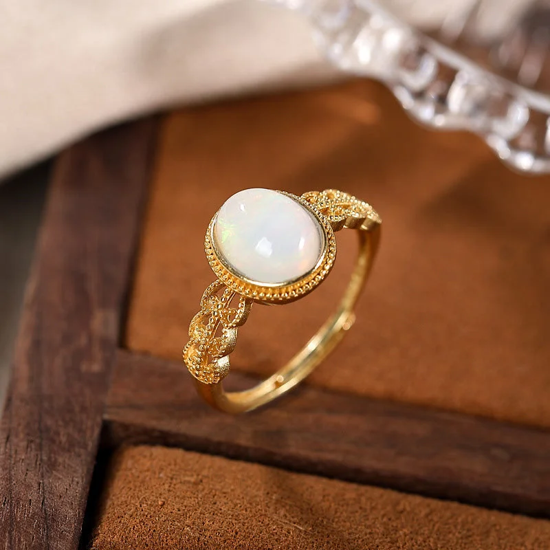 Opal Love Success 925 Sterling Silver Adjustable Ring