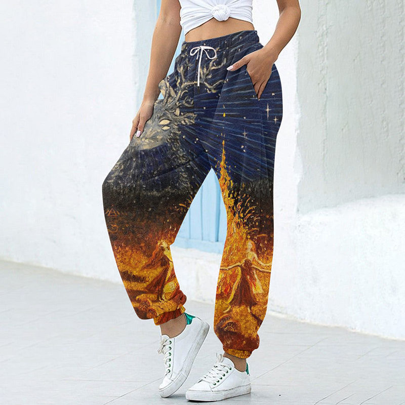 Women Walpurgis Night Witch Printed Casual Pants elevenforest