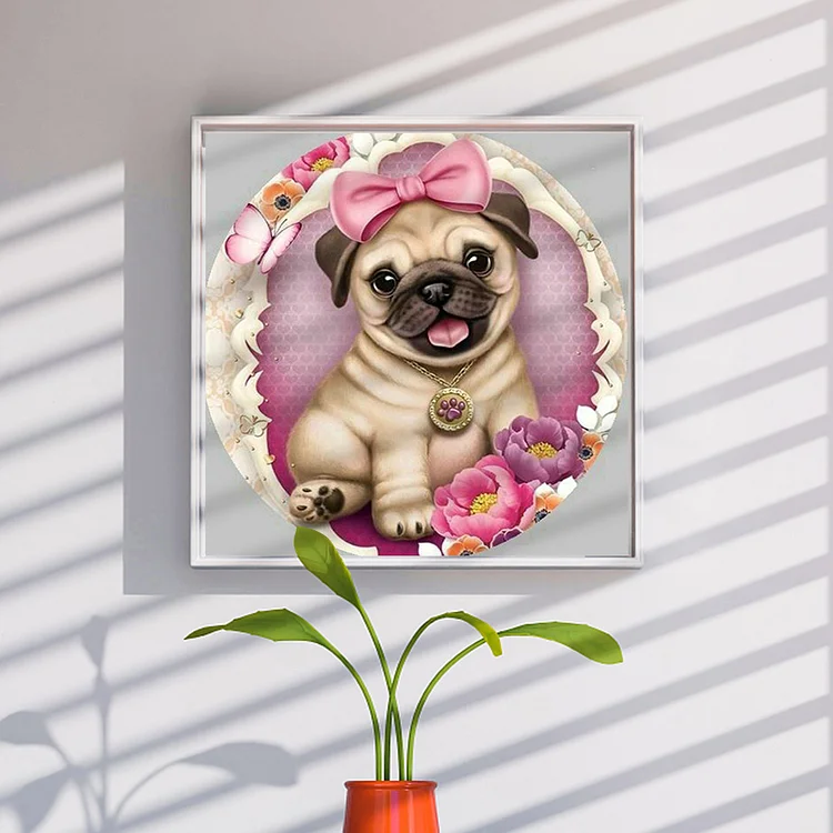 5D Rhinestone Color Pug Dog Diamond Painting DIY Cartoon Animals