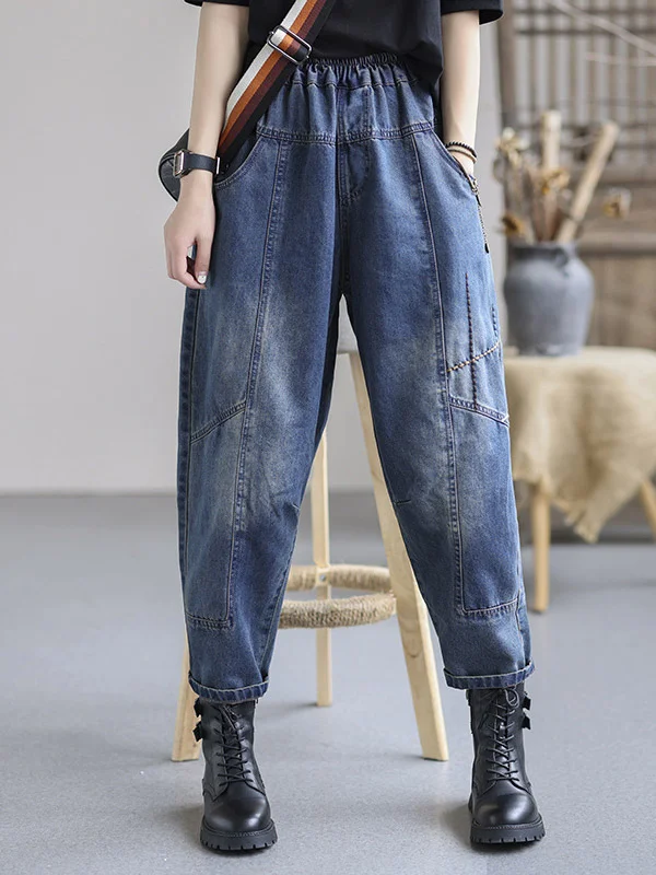 Minimalist Roomy High Waisted Split-Joint Jean Pants