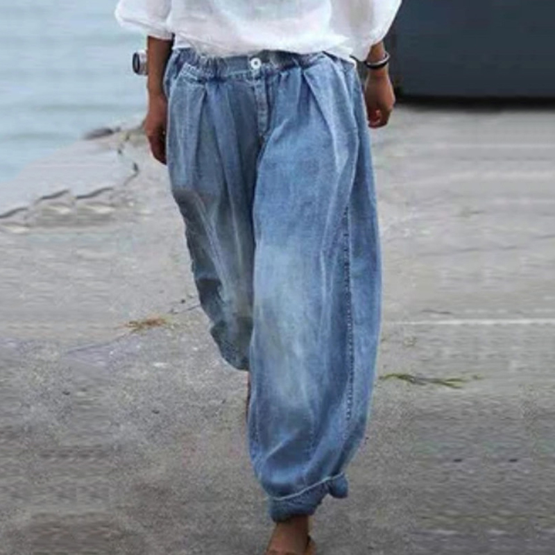 Solid Loose-fit Distressed Bloomers Jeans wearshes