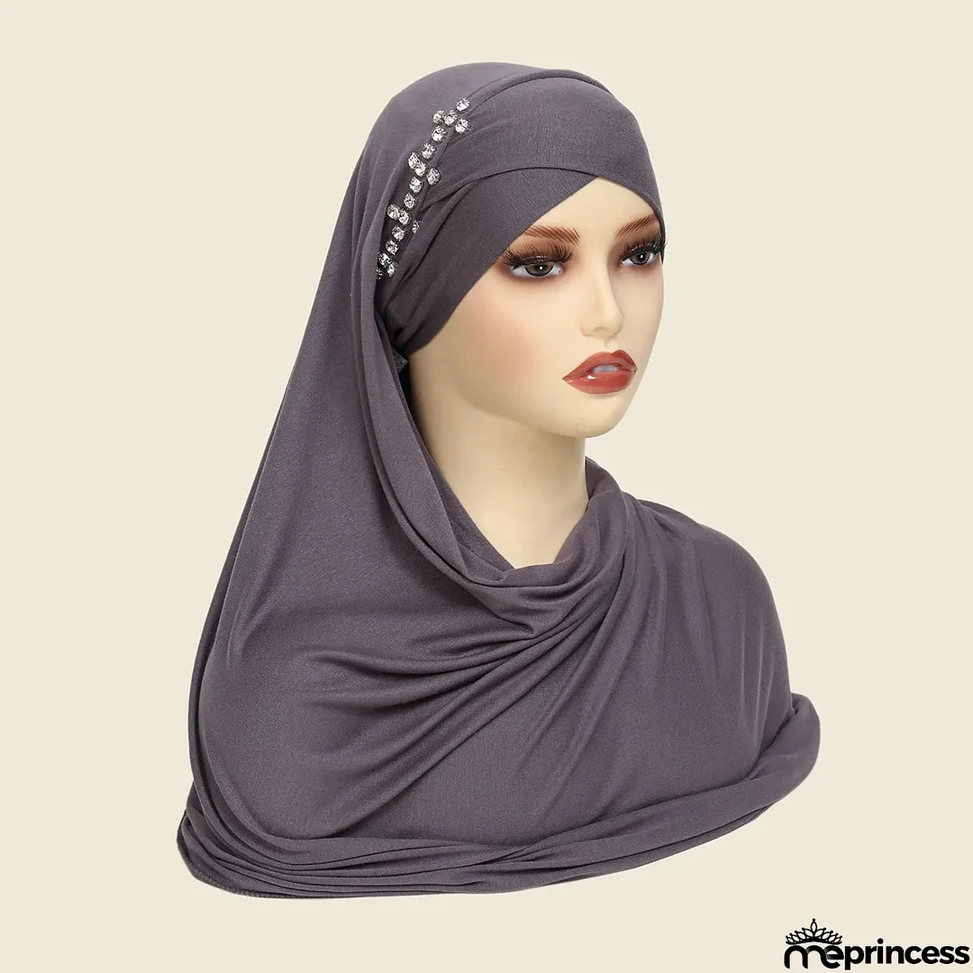 Women's Arabian Polyester Head Wrap Rhinestone Elegant Hijabs
