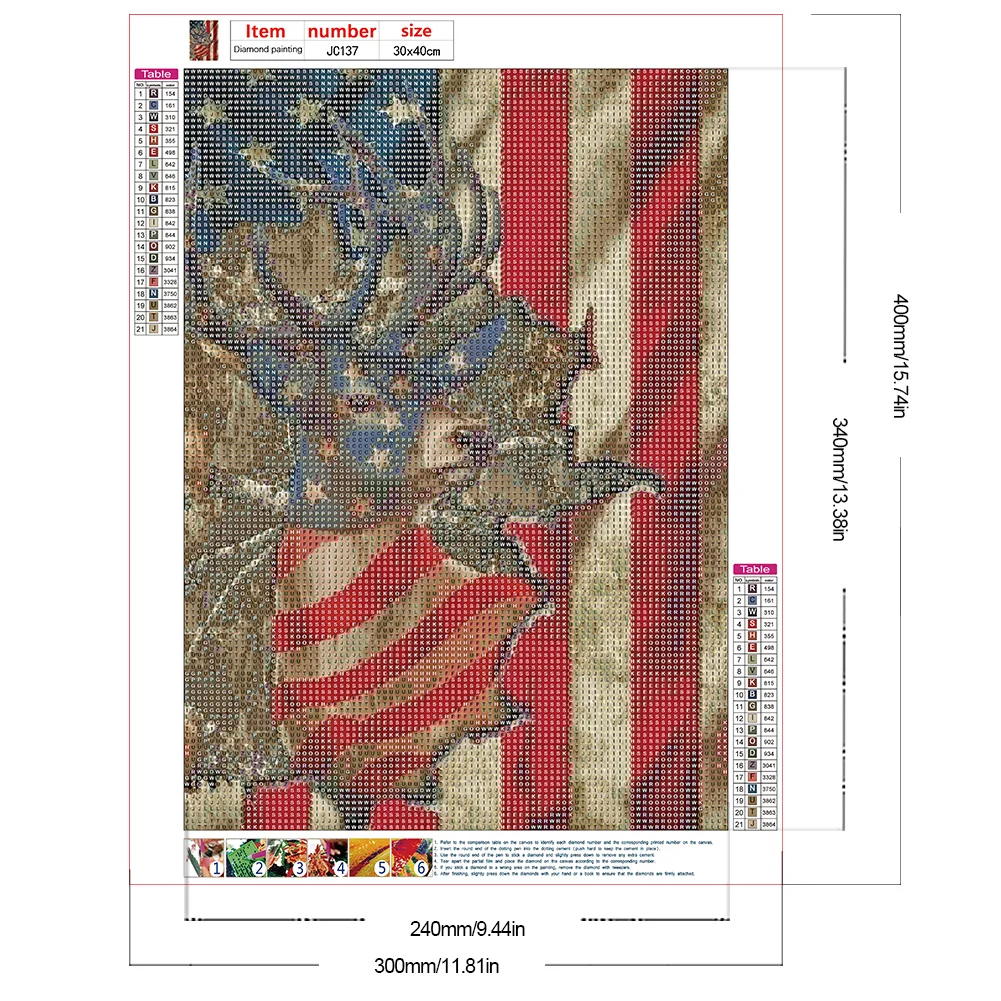 Full Round Diamond Painting 30*40cm - Elk And The Stars And Stripes
