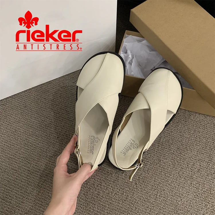 💕2024 RIEKER®-Nowe letnie płaskie sandały z prawdziwej skóry (nowy produkt, oferta limitowana czasowo)
