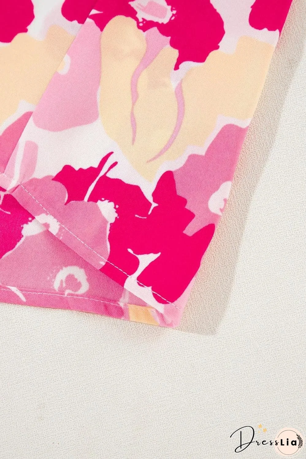 Pink Blooming Floral Print Puff Sleeve Buttoned Shirt