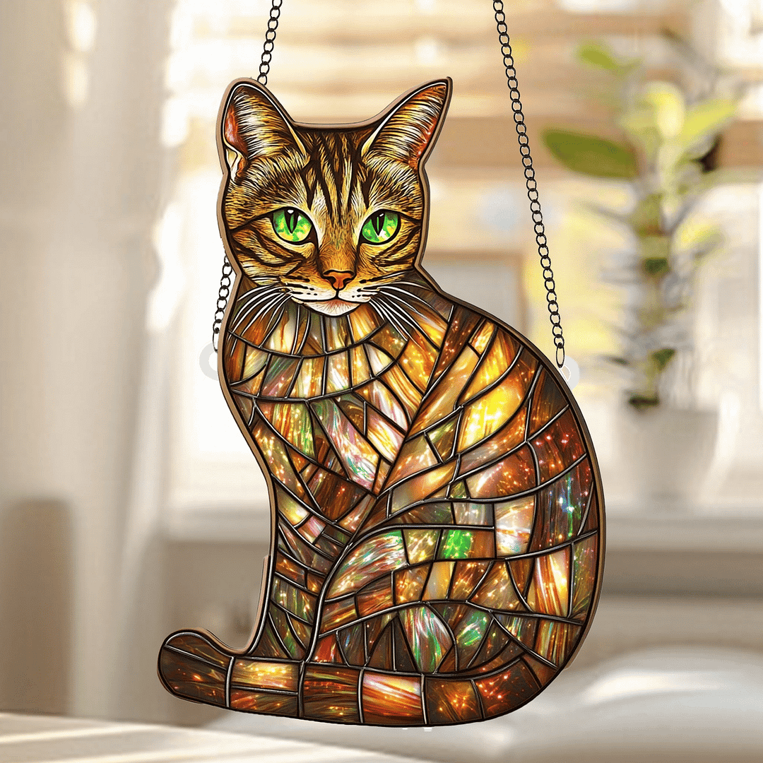 Mystic Tabby Stained Art Ornament (8 inches) 