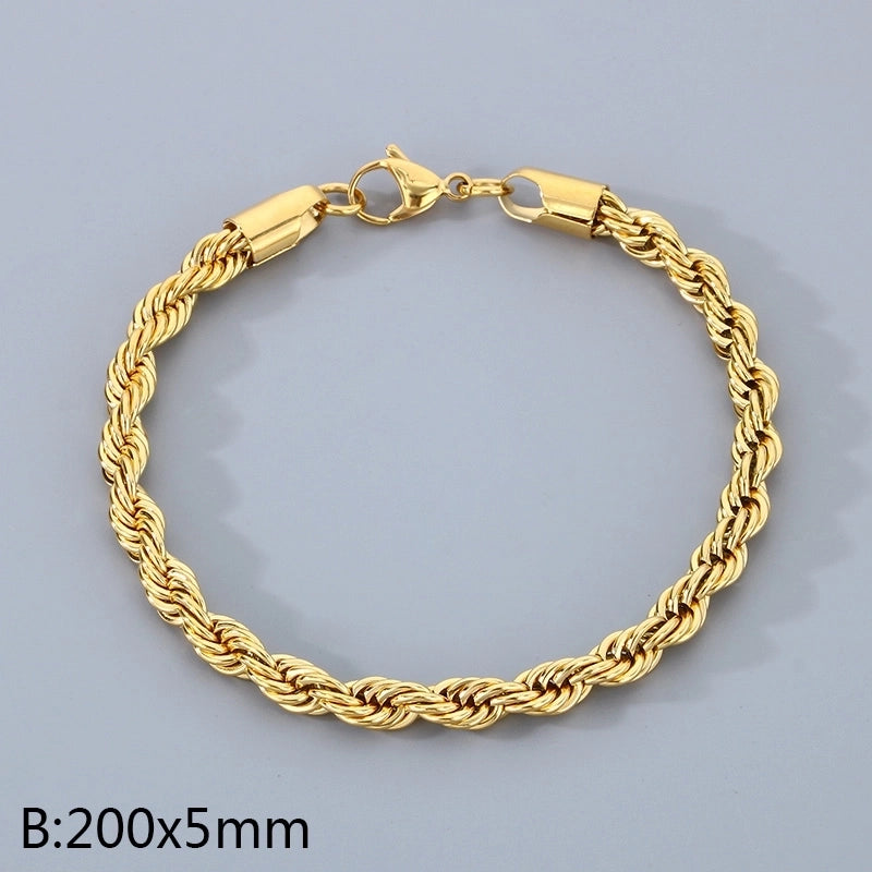 Minimalist Twist 304 Stainless Steel 18K Gold Plated Bracelets In Bulk