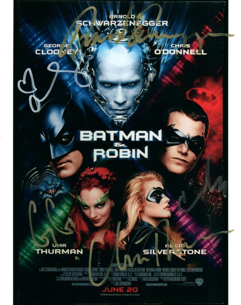 Batman and Robin Cast (5) Schwarzenegger +4 autographed 8x10 Picture Photo Poster painting COA