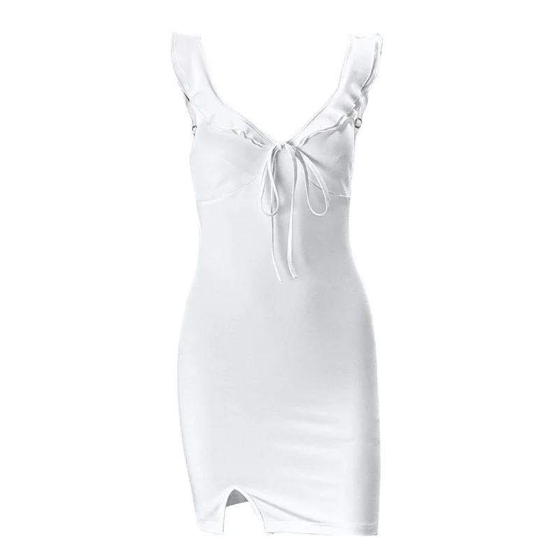 Uveng Uveng Summer New Fashion Sexy French V-Collar Summer Vacation Package Hip Dress