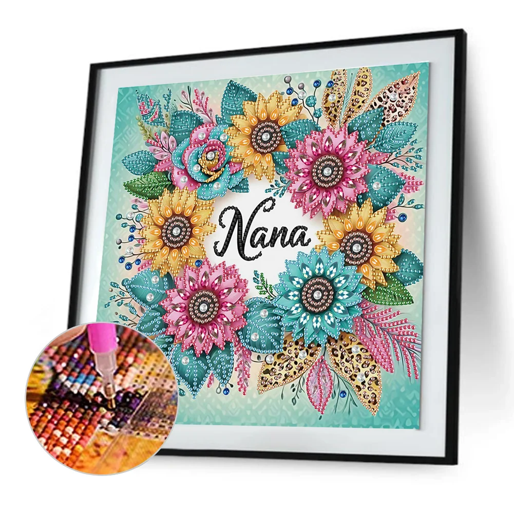 Diamond Painting - Partial Special Shaped Drill - Sunflower Wreath(Canvas|30*30cm)