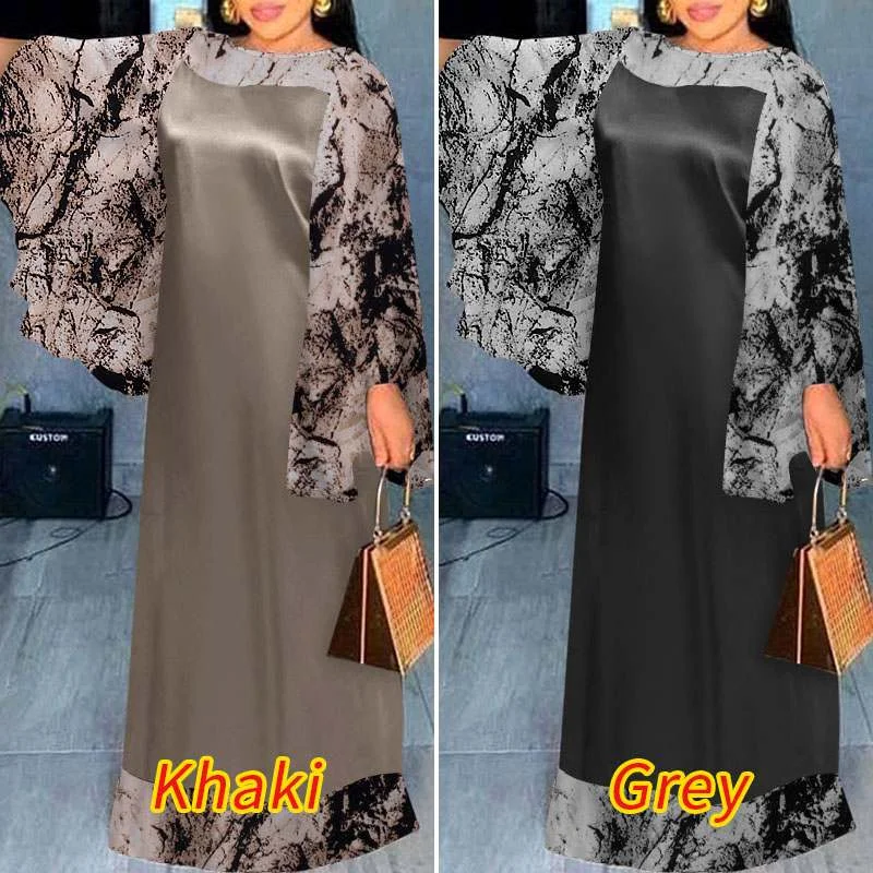 VONDA 2022 Summer Long Maxi Dress Women Baggy O Neck Flare Sleeve Printed Pleated Vestido Vintage Robe Oversize Beach Sundress