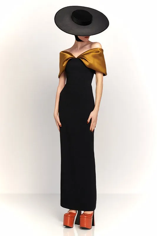 Off-Shoulder Slim Fitted Maxi Party Dress