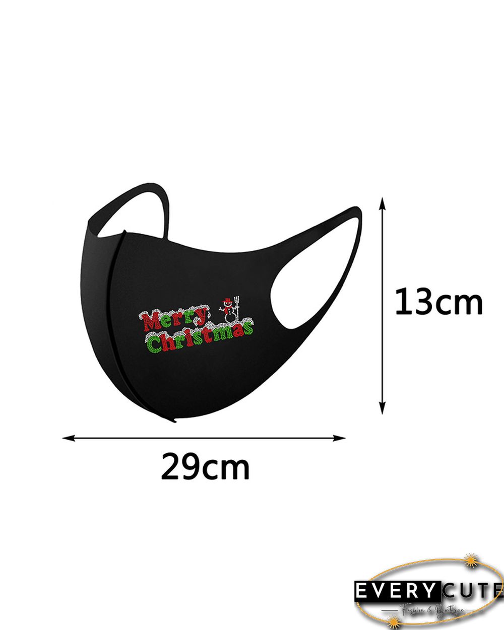 Christmas Letter Graphic Pattern Studded Face Mask