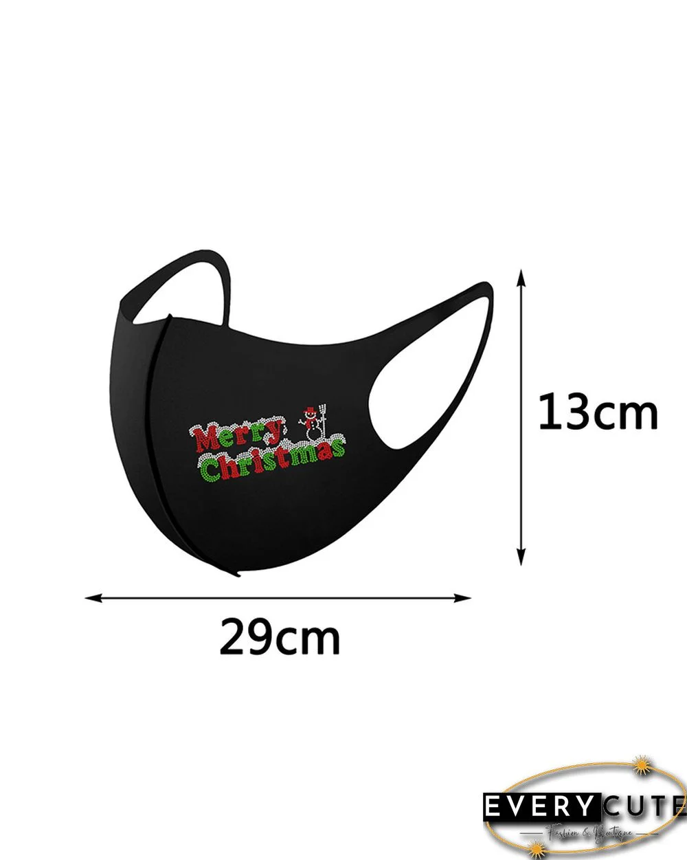 Christmas Letter Graphic Pattern Studded Face Mask