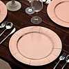 10 Pack | Rose Gold Disposable 13" Charger Plates, Cardboard Serving Tray, Round with Leathery Texture - 1100 GSM