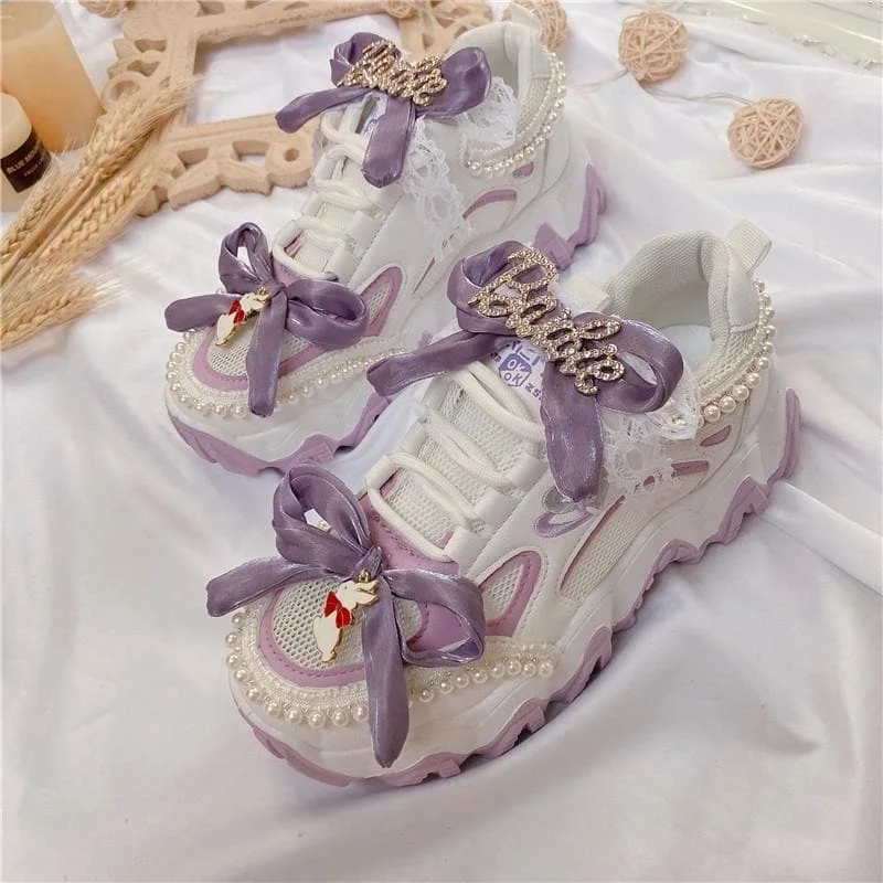 Sweet Lolita Purple Bowknot Platform Sneakers SP15373