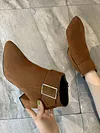 Chunky Heel Buckle Pointed-Toe Suede Martin Boots
