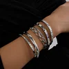 Stylish Silver Zircon Waterproof Bracelet Bangles