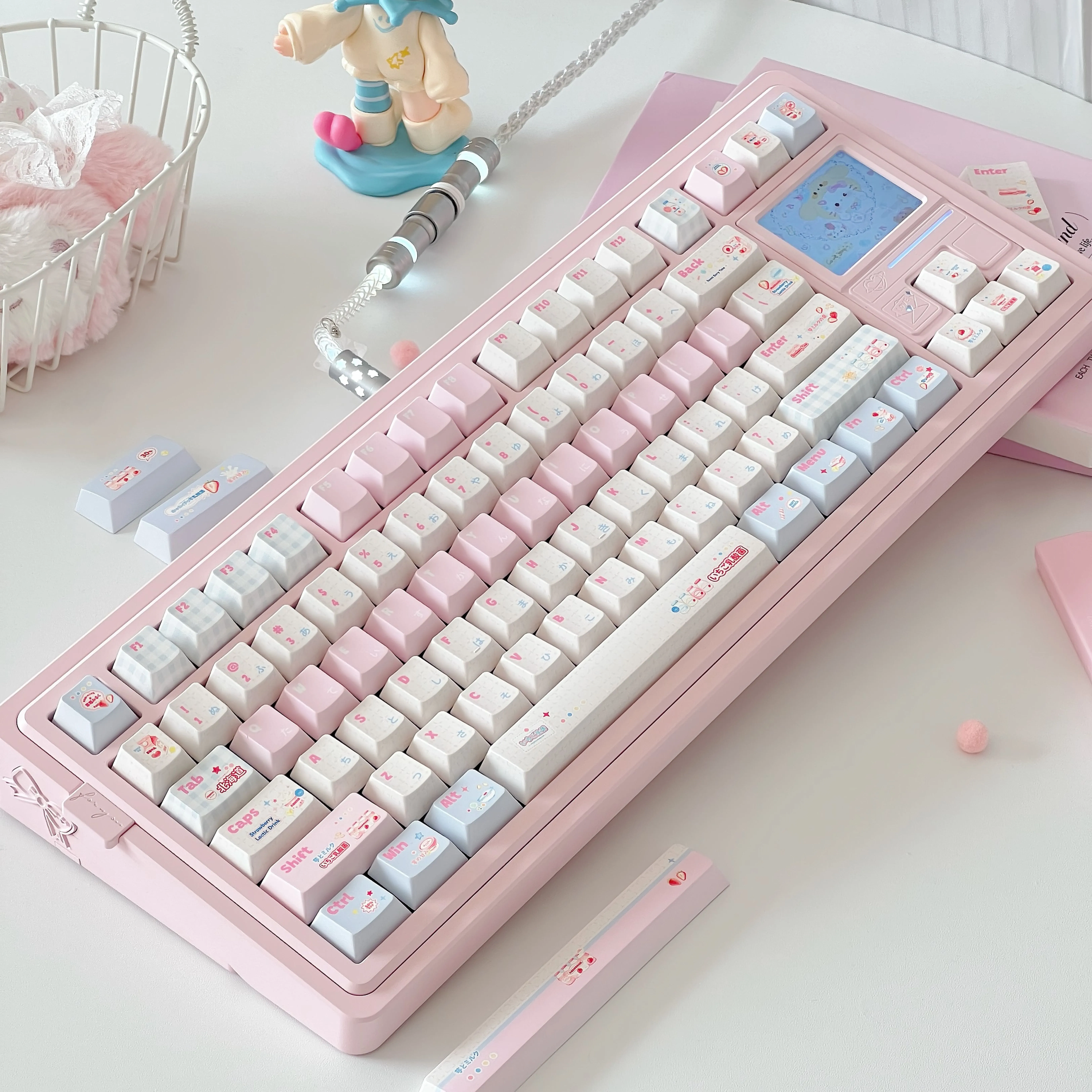 Mianmian Strawberry Lactobacillus 138 Keys Cherry/FC Profile PBT Keycaps