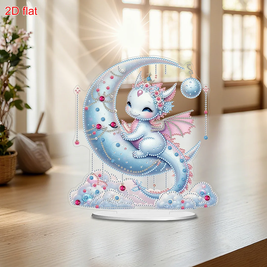 2D Flat DIY 5D DIY Diamond Art Tabletop Ornament Kit for Home Decor (Dinosaur)