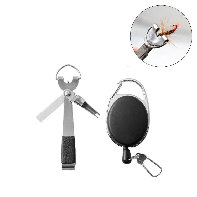 Outdoor Fishing Supplies Fishing Clamp Fishing Line Scissors Telescopic Keychain, Style:3 in 1 With Keychain