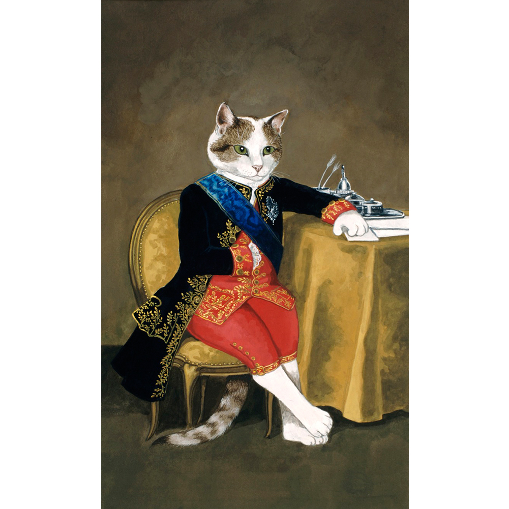 

30*40CM - Round Drill Diamond Painting - Royal Pet Cat, 501 Original