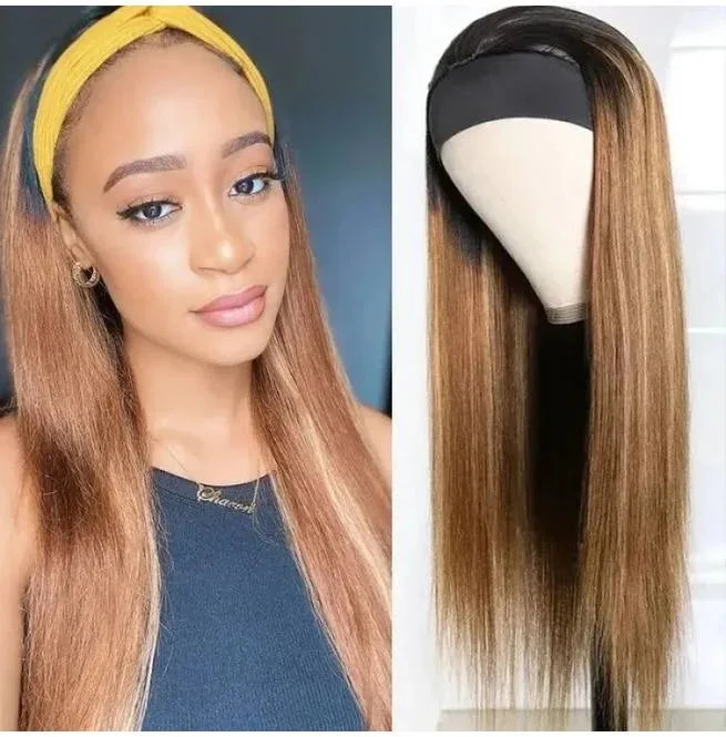 Ombre Highlight Blond Headband Wigs With Dark Roots [HB1007]