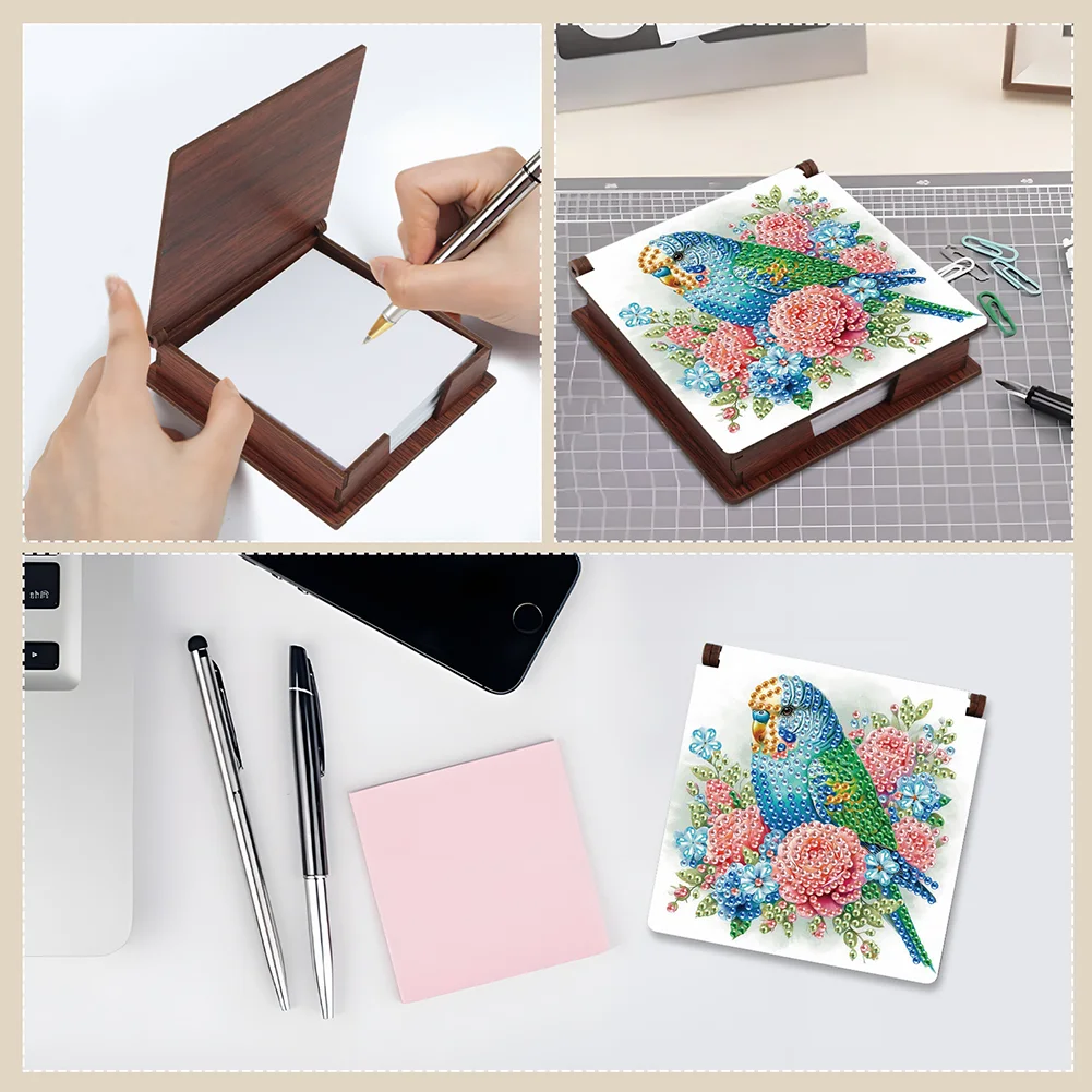 DIY Flower Parrot Diamond Painting Note Box Paper 160 Sheets of Paper for DIY Art Craft
