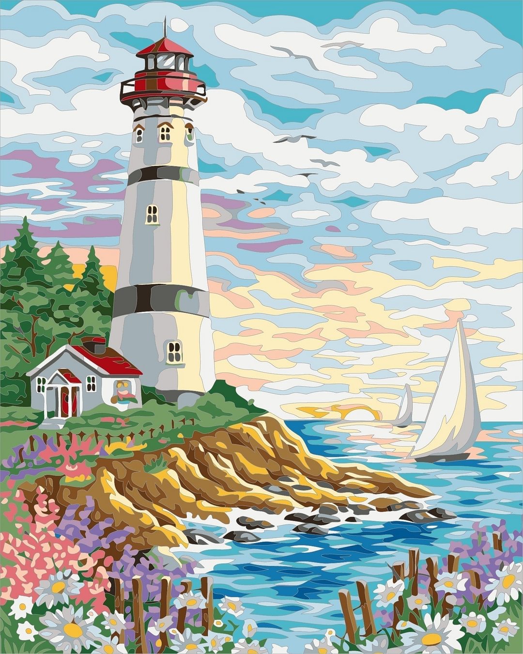 Landscape Paint By Numbers Kits UK For Adult HW6186