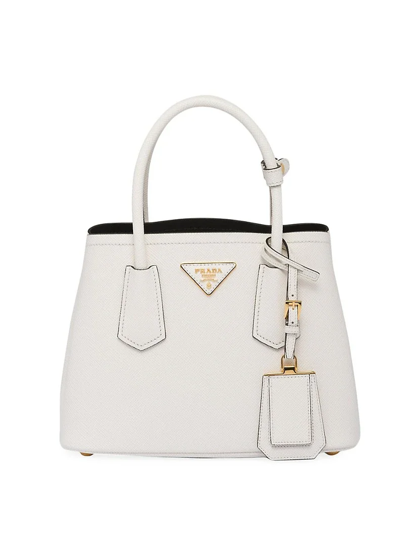 Prada Double Saffiano Leather Mini Bag white