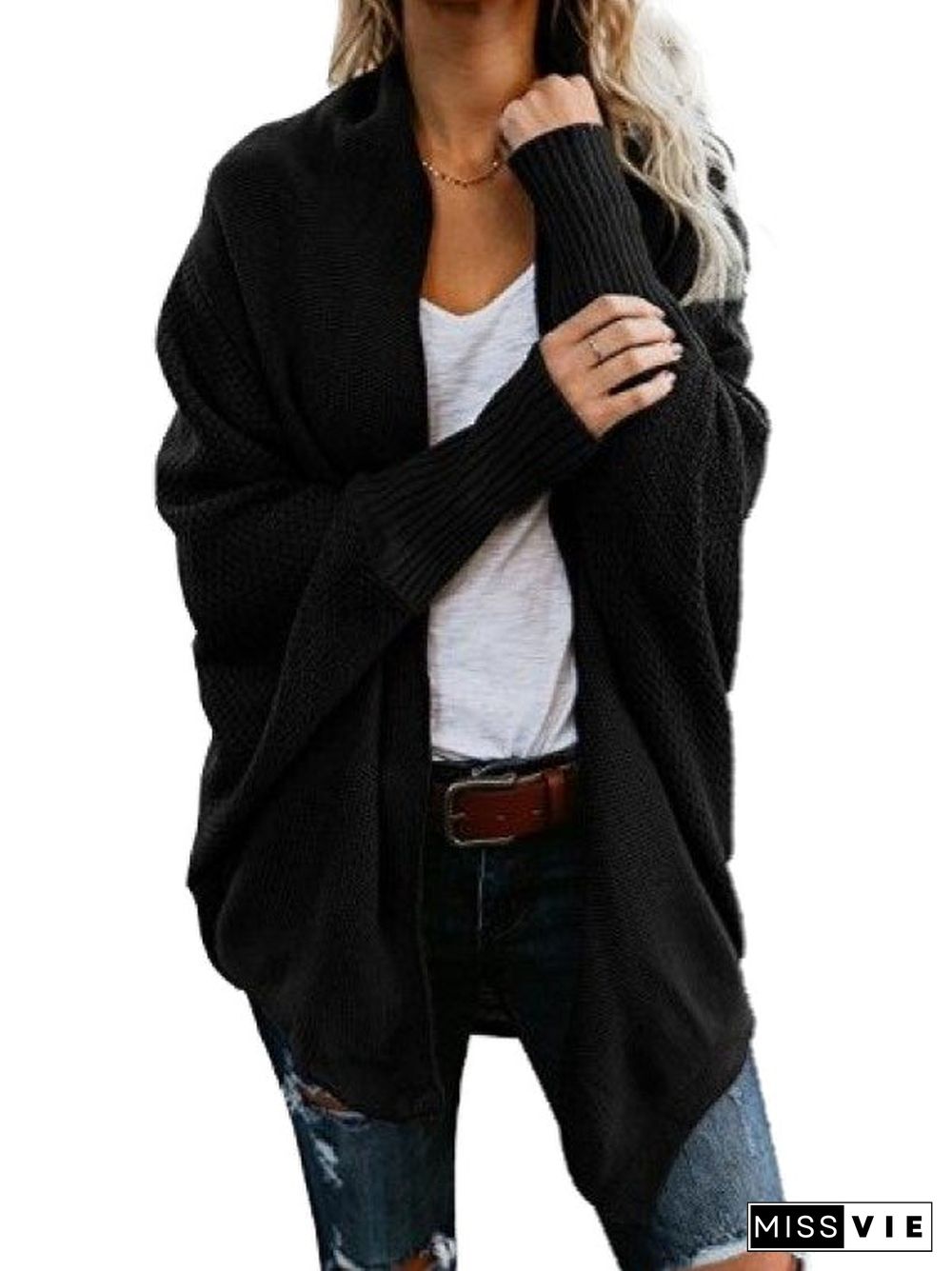 Women's Solid Color Stitching Long Sleeve V-neck Coat