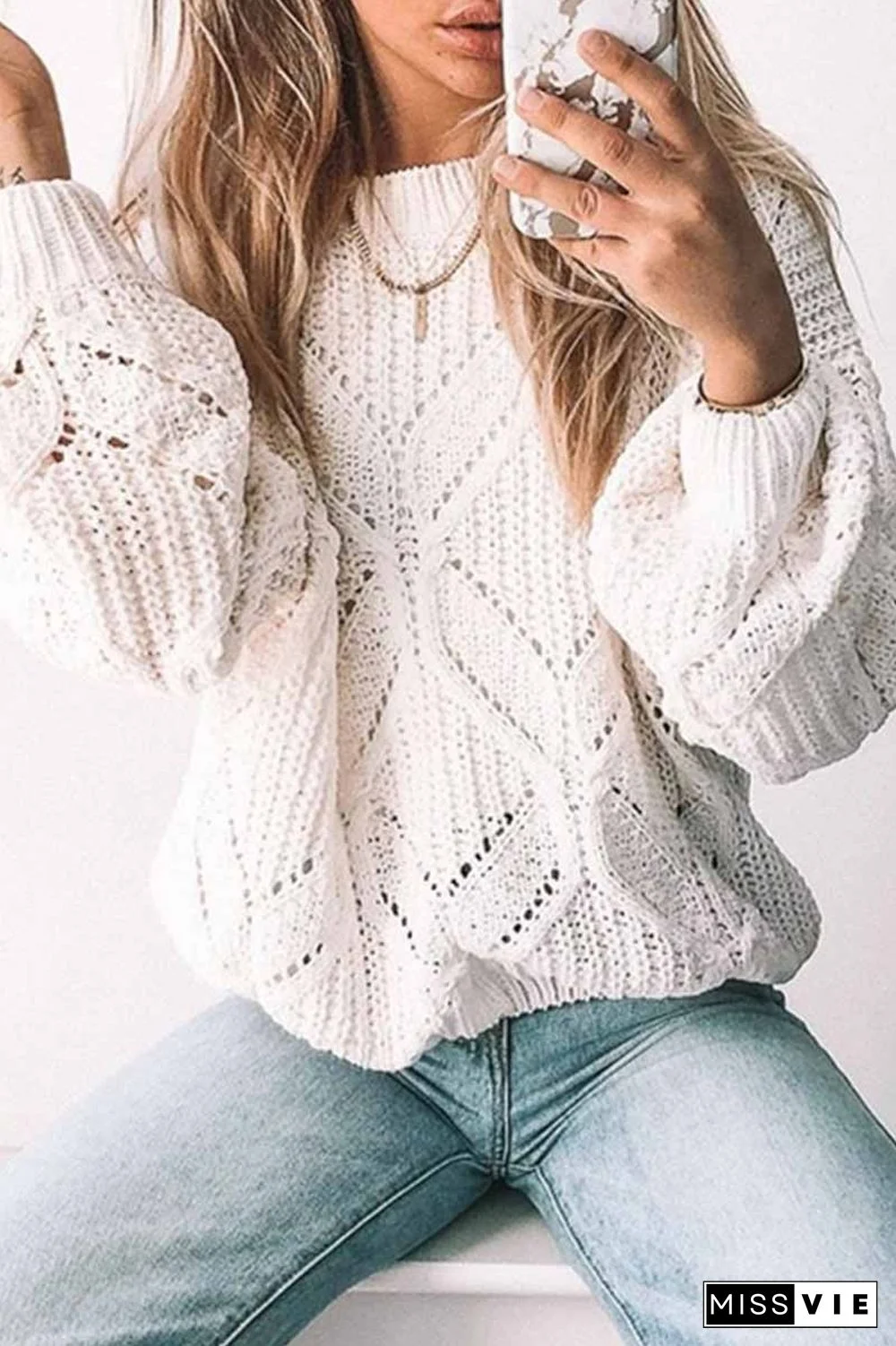 Loose Round Neck Knitted Sweater(5 colors)